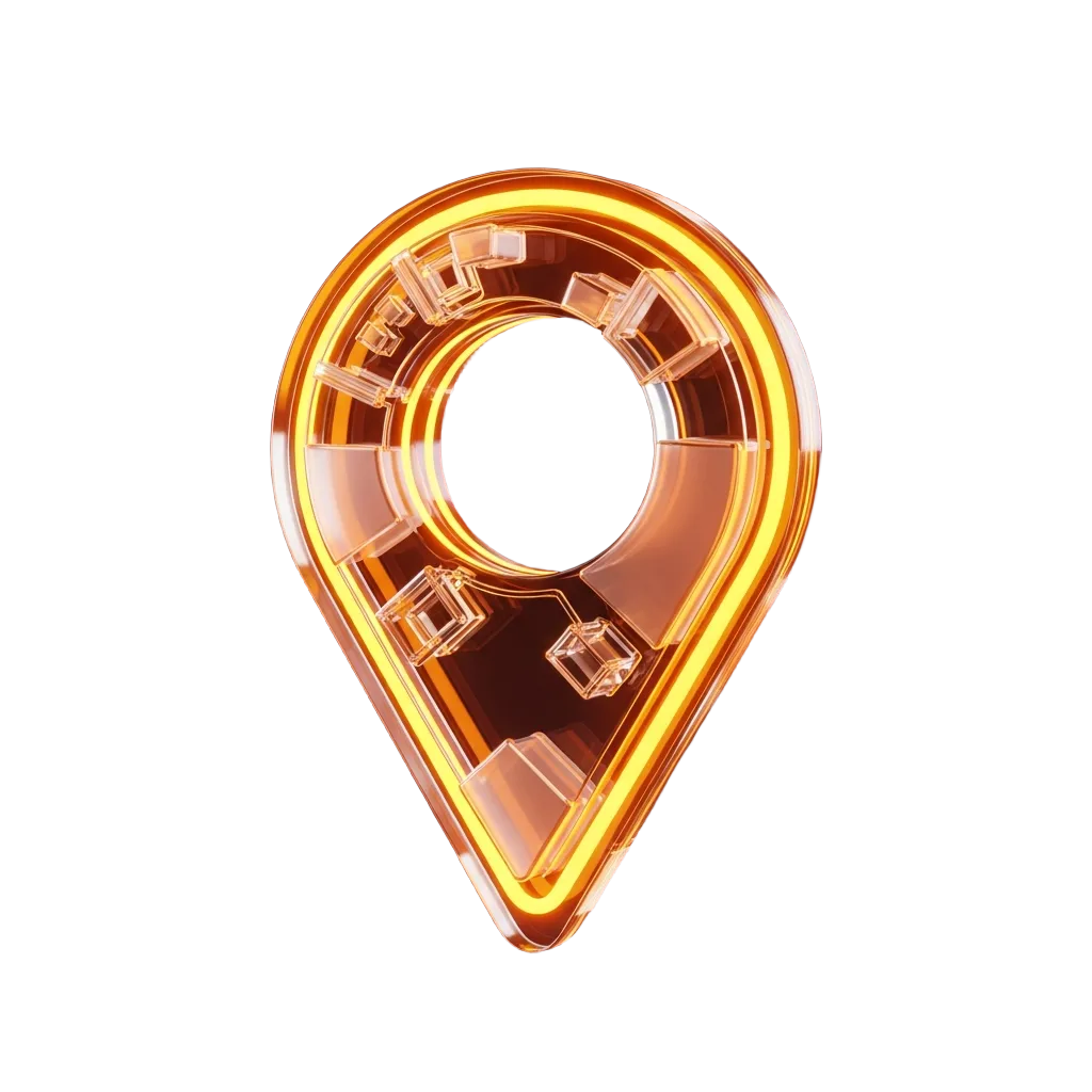 Glowing Google Maps location pin representing a Google Business Profile on the map